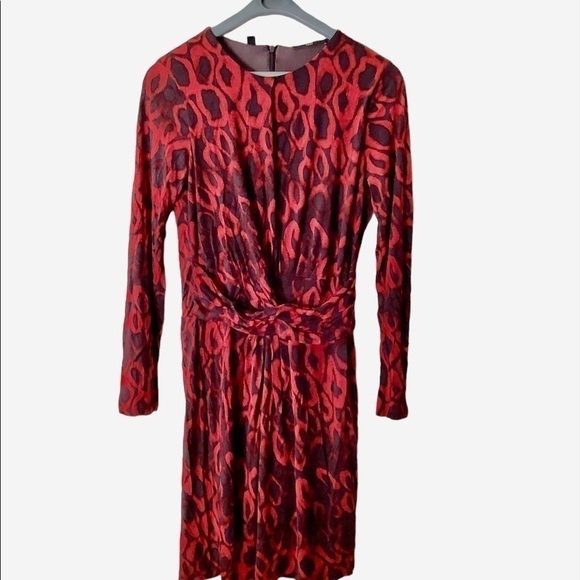 Hugo Boss black / red print  long sleeve, knee length dress size L - Picture 6 of 6